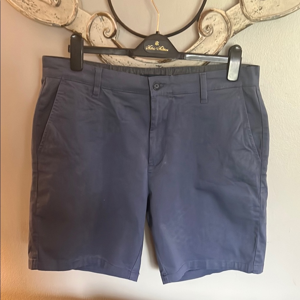Nautica Blue Flat Front Shorts Lightweight Cotton Blend
